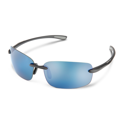 Suncloud Airway Rimless Polarized Sunglasses Crystal Transparent Blue Mirror New